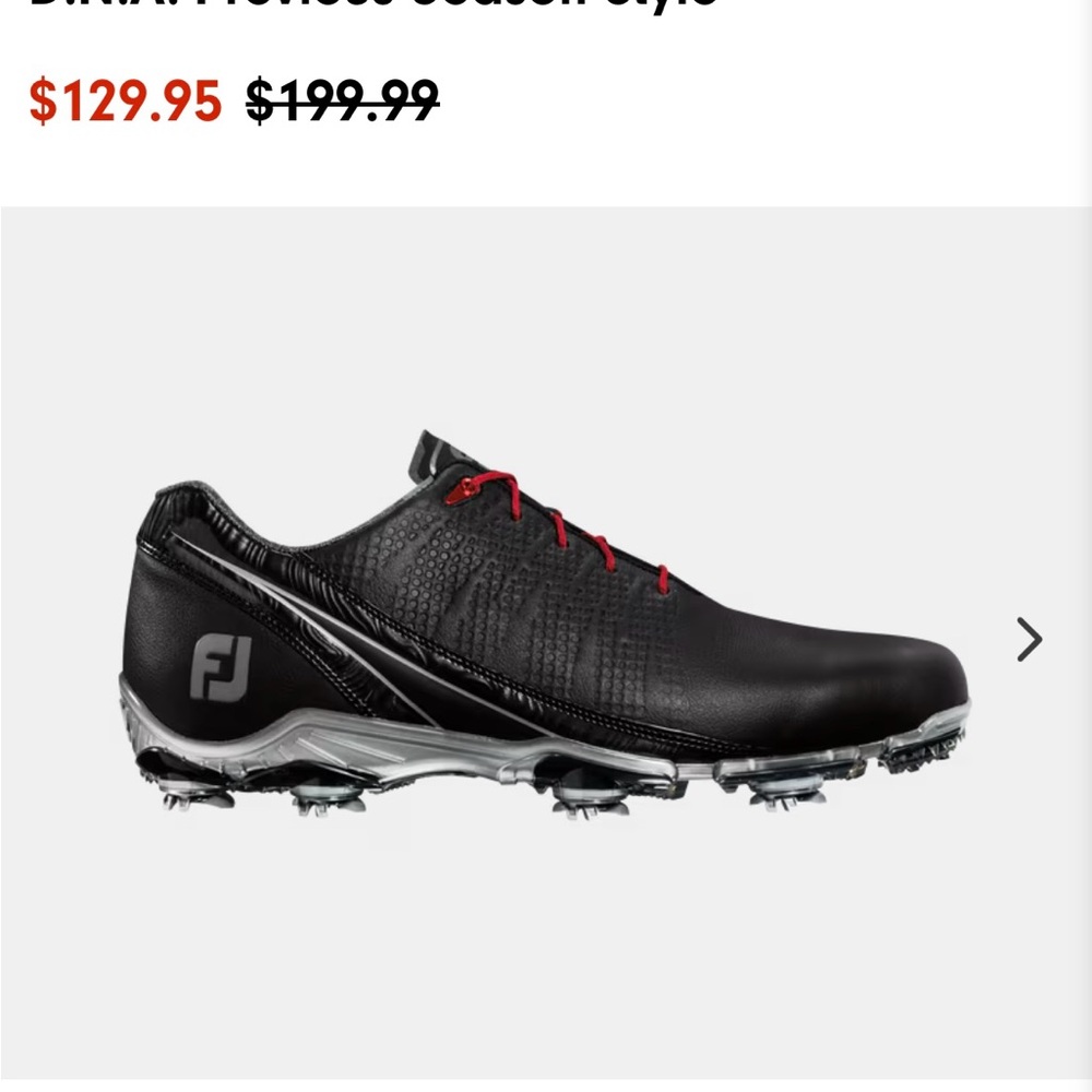 FootJoy Black and Red Athletic Shoes with Leather Upper - Picture 2 of 8
